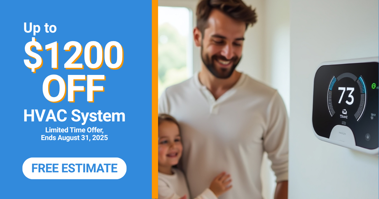 $1,200 off HVAC system special available through August 31, 2025