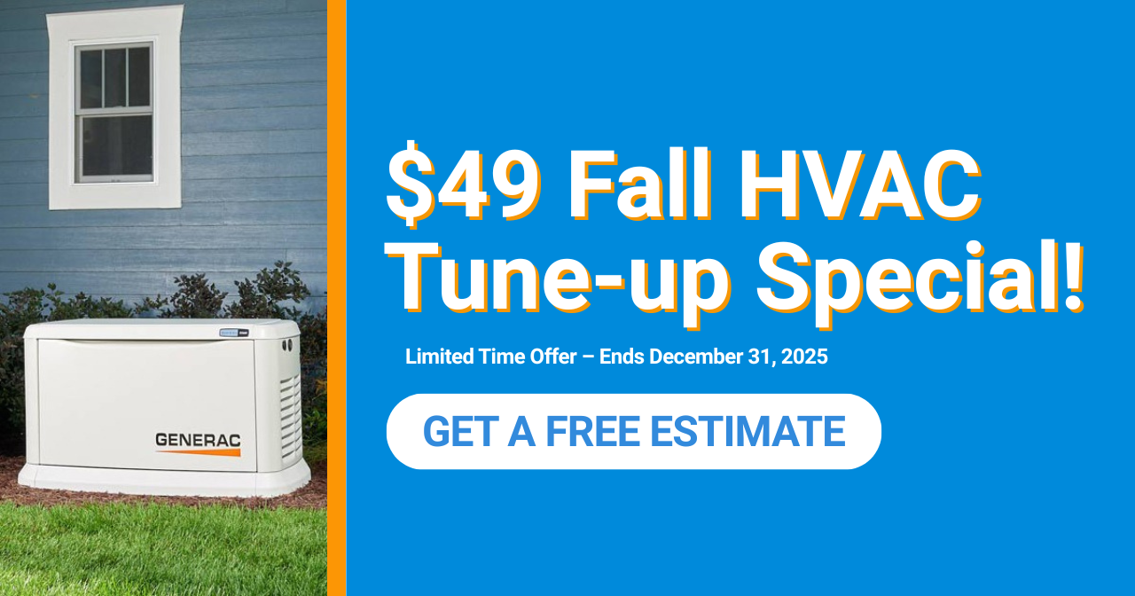 Promo banner for a $49 fall HVAC tune-up special